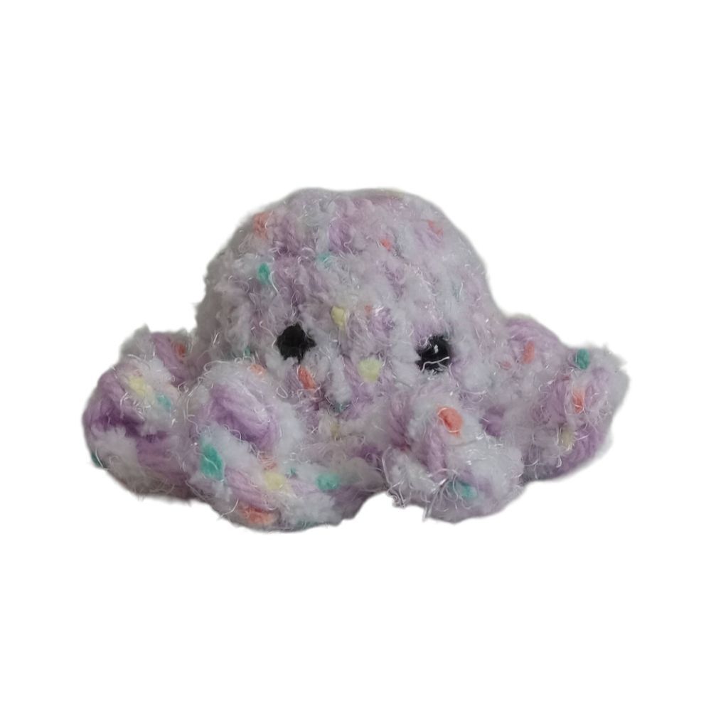 Handmade Crochet White and Purple Soft Plush Mini Amigurumi Stuffed Octopus